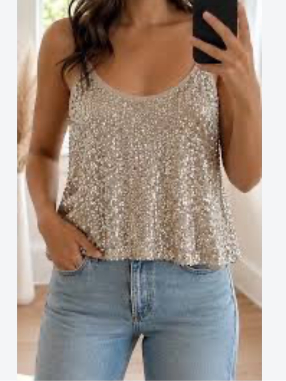 Abercrombie & Fitch New York Sequin Tank - Gold